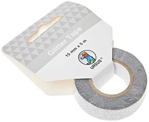 Ursus 59060003F Glitter Tape, rol 15 mm x 5 m, zilver