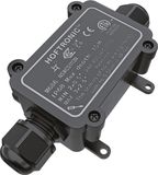 HOFTRONIC Lasdoos IP68 Waterdicht - 2 ingangen - Kabelverbinder I-vorm (Recht) - Zwart