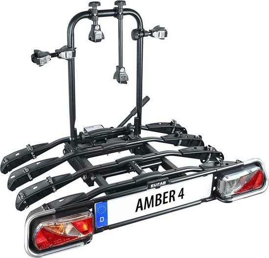 Eufab Amber IV - Fietsendrager voor 4 fietsen - Trekhaak - Zwart