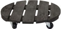 Mega Collections Planten trolley - Acacia hout - D35 x H8 cm - tot 80 kg - multiroller - hondje