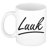 Bellatio Decorations Luuk Naam koffiemok - beker - met sierlijke letters - wit - cadeau - collega - Vaderdag - verjaardag - personeel
