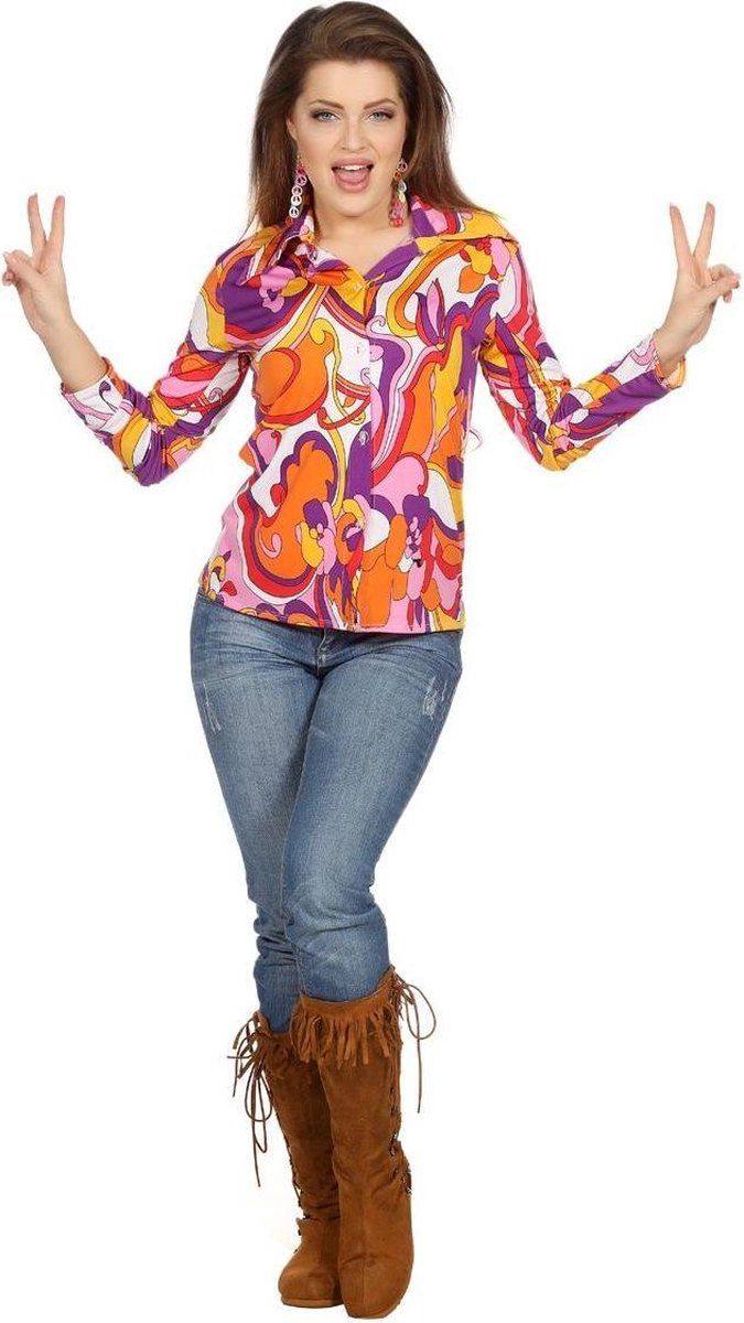 Wilbers Blouse 70's Bonnie - Paars, Multicolor - Volwassenen - Polyester
