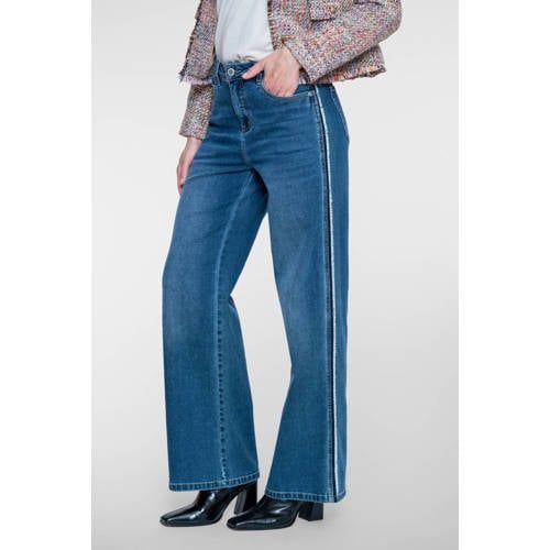 Geisha regular waist flared jeans - mediumblauw
