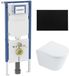 QeramiQ Dely Toiletset - 36.3x51.7cm - Geberit UP720 inbouwreservoir - rimless - diepspoel - 35mm zitting - softclose - kunststoffen bedieningsplaat mat zwart - ronde knoppen - glans wit