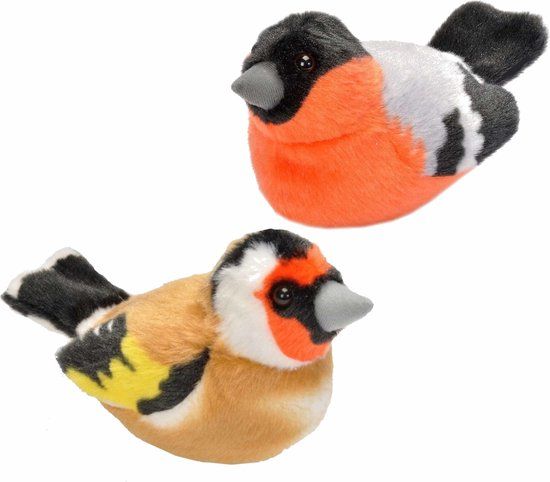 Pluche Vogel Knuffels - Set van 2 - 14 cm - Multi