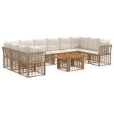 vidaXL Tuinbankenset 11 st Natuurlijk en Crème Wit poly rattan