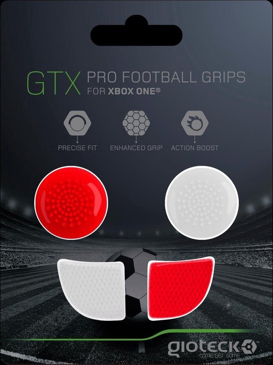 Gioteck - Thumb grip voor Xbox One Joystick, Thumb Stick in Silicone, Antislip, Bescherming voor controller, Wit en Rood (Xbox One)