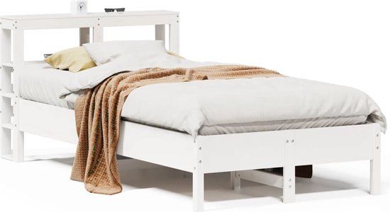 vidaXL Bedframe - Massief Grenenhout - Wit - 75x190 cm