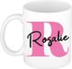 Bellatio Decorations Naam mok Rosalie - roze - wit - keramiek - 300 ml - cadeau beker