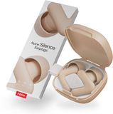 Alpine Hearing Protection Alpine Silence Oordoppen - Oordopjes Slapen - Vlieg oordoppen - voor Slapen, Focus & Reizen - Comfortabele, Herbruikbare Gehoorbescherming - Nauwsluitende V-vorm & Zachte Ovale Tips – 4 Maten XS/S/M/L – Beige