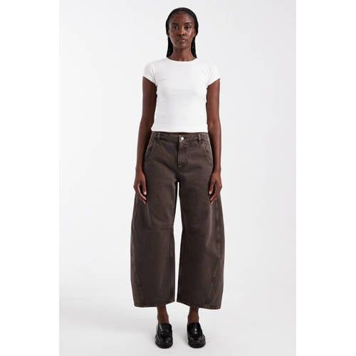 TOPSHOP TSVEA BARREL HIGH RISE JEANS OTTER DNM