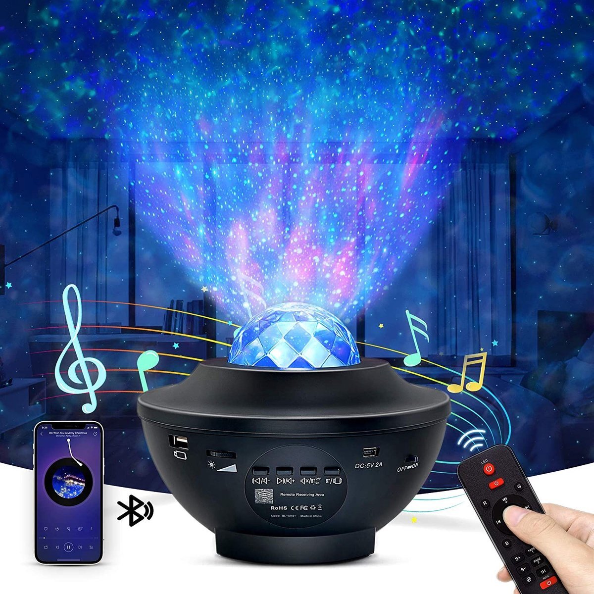 Igoods Sterren projector - Galaxy Projector - Sterrenhemel - Star Projector- Nachtlamp - Muziek Box - Bluetooth - USB