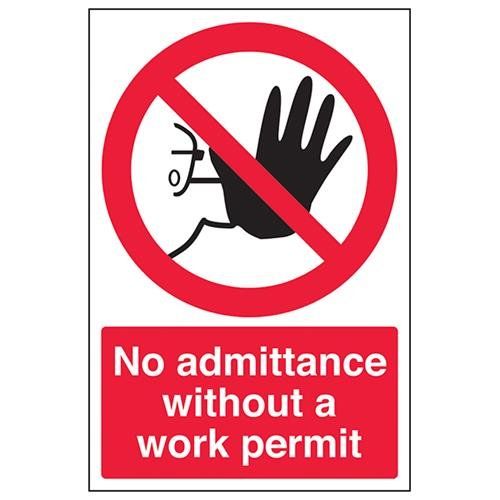 VSafety 52025AU-R "Geen toelating zonder werkvergunning" Verbod toegangsbord - 200x300mm