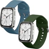 kwmobile 2x horlogebandjes geschikt voor Garmin 20mm Amazfit Active 2 Square / Amazfit Active 2 bandje - Smartwatch bandjes van TPU - Activity tracker horloge band in Leigrijs / donkergroen