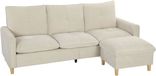 HOMCOM Canapé - Tissu aspect lin - 210 x 77 x 80 cm - Crème