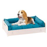 Ferplast HALL Honden- en kattenhok met kussen, wasbaar honden- en kattenbed, FSC-hout, hondenhok voor binnen, kleine honden en katten, ademend en antislip, 67 x 43 xh 17 cm