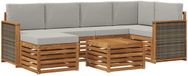 vidaXL Ensemble de salon d'angle 6 pièces Acacia Bois Naturel et Gris Clair