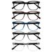 OPULIZE LEO Leesbril - 5-Pack - Groot Rechthoekig Montuur - Zwart, Bruin, Blauw, Grijs, Transparant - Heren Dames - Veerscharnieren - RRRRR55-1237C - +1.00