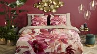 Descanso Dekbedovertrek Bloemen - 2 Persoons 200x200/220 cm - Zand - 100% Katoen Satijn