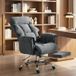 Fauteuil de bureau pivotant réglable en hauteur avec soutien lombaire, repose-pieds, flanelle de neige, 80 x 80 x 106-114 cm, gris foncé
