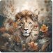 XXL Mouse Pad - Desk Pad - Lion - Flowers - 80x80 cm