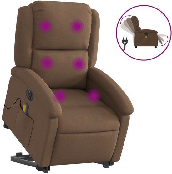 vidaXL Sta-op-massagestoel elektrisch verstelbaar stof bruin