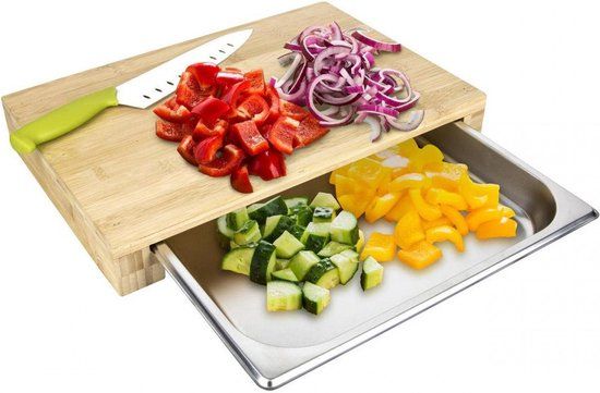 Northio Snijplank met uitschuifbare bak - Bamboo - Rechthoek - Aluminium - 39 cm