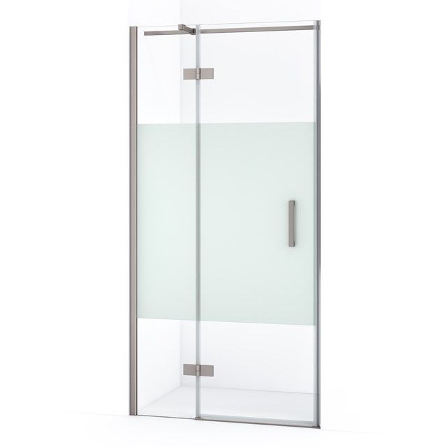 Maxaro Douchedeur Diamond 110cm 8mm Helder Veiligheidsglas met Matte Strepen Geborsteld RVS