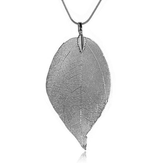 LGT JWLS Lookinggoodtoday Dames ketting Blad Kettinghanger Leaf Slang Ketting Grijs