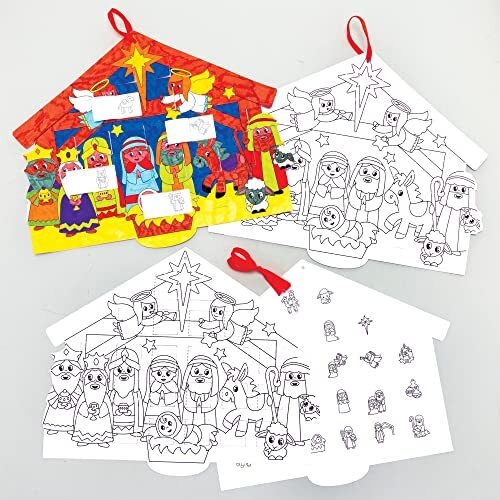 Baker Ross FC274 inkleurbaren feestelijke adventskalender - pak van 5, creatieve adventskalenders voor kinderen, kerstknutsel voor kinderen