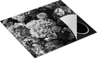 Chefcare Inductie Beschermer Boeket Rode Bloemen - Zwart Wit - 60x50 cm