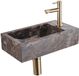 Saniclass Fuente fonteinset – rechthoekig – 40x22x10 cm – natuursteen antraciet – geborsteld gouden kraan