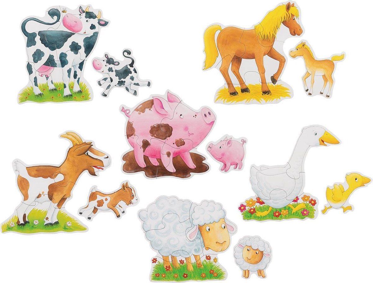 Goki 57414 Puzzelset boerderijdieren - Hout - Multicolor