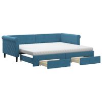vidaXL Canapé-lit avec lit gigogne et tiroirs 100x200 cm velours Bleu