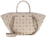 GUESS Allegra Girlfriend Satchel Vanilla Logo crème schoudertas handtas