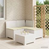vidaXL Tuinbank met Kussens - Rattan Look - 3-zits - PP - Wit