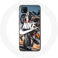 Nike Etui voor Xiaomi Redmi 9C Wit Logo Motorcycle Wheel Maniacase
