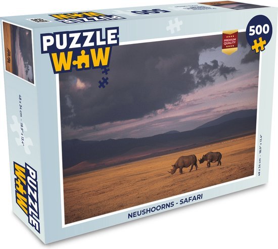 MuchoWow Puzzel Neushoorns - Safari - Legpuzzel - Puzzel 500 stukjes