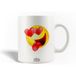Keramische mok maniacase, Afbeelding van Emoji Love