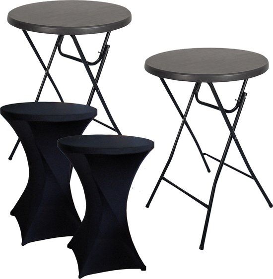 BRASQ Statafel Zwart – Ø80 x 110 cm – Set van 2