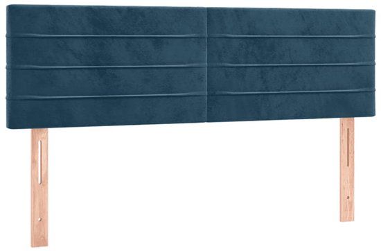 vidaXL Hoofdbord - Donkerblauw - 144x5x78/88 cm - Fluweel