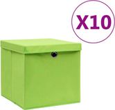 vidaXL Opbergboxen met deksel 10 st 28x28x28 cm groen