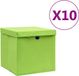vidaXL Opbergboxen met deksel 10 st 28x28x28 cm groen