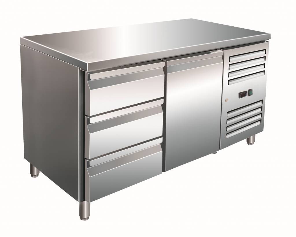 Saro Gekoelde werkbank RVS 1 deur en 3 laden 136 x 70 x 8995 cm