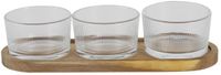 Home Deco Factory Serveerplank - acacia hout - 28 x 10 cm - incl 3 schaaltjes - tapasplank - borrelplank