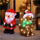 Lumineo Figurines éclairées - Père Noël et écureuil - H38 cm - acrylique - LED - éclairage de Noël
