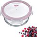 Westmark Glazen vershouddoos, rond, 950 ml, magnetron- en ovenbestendig, glas/siliconen/kunststof, transparant/rood
