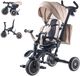 Latios Vélo tricycle et draisienne pour enfants - Avec barre de poussée - Capote solaire pliable - Siège pivotant - Sac de rangement - 1,5–5 ans - Kaki/Noir
