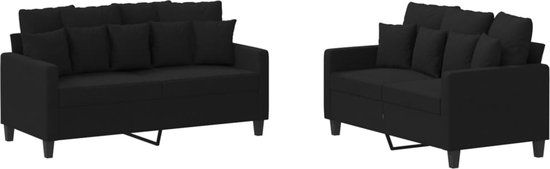 vidaXL 2-delige loungeset met kussens stof zwart