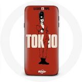 Maniacase Hoesje voor Samsung Galaxy J3 2017 La casa de papel Tokyo Fanart logo Rode achtergrond